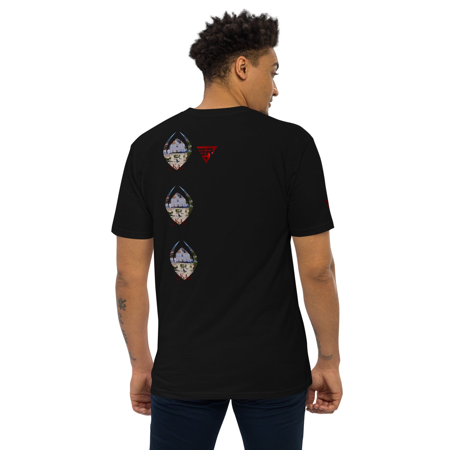 Au Cap Coordinates Men’s premium heavyweight tee Blk+Wht