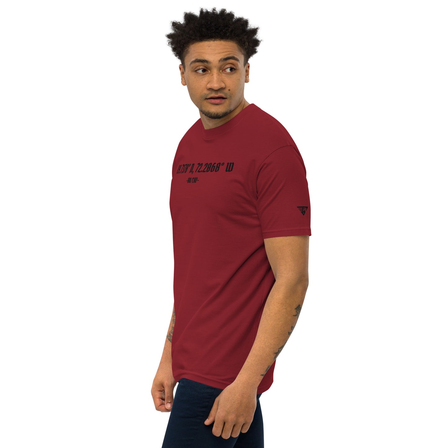 Au Cap Coordinates Men’s premium heavyweight tee Red+Blk