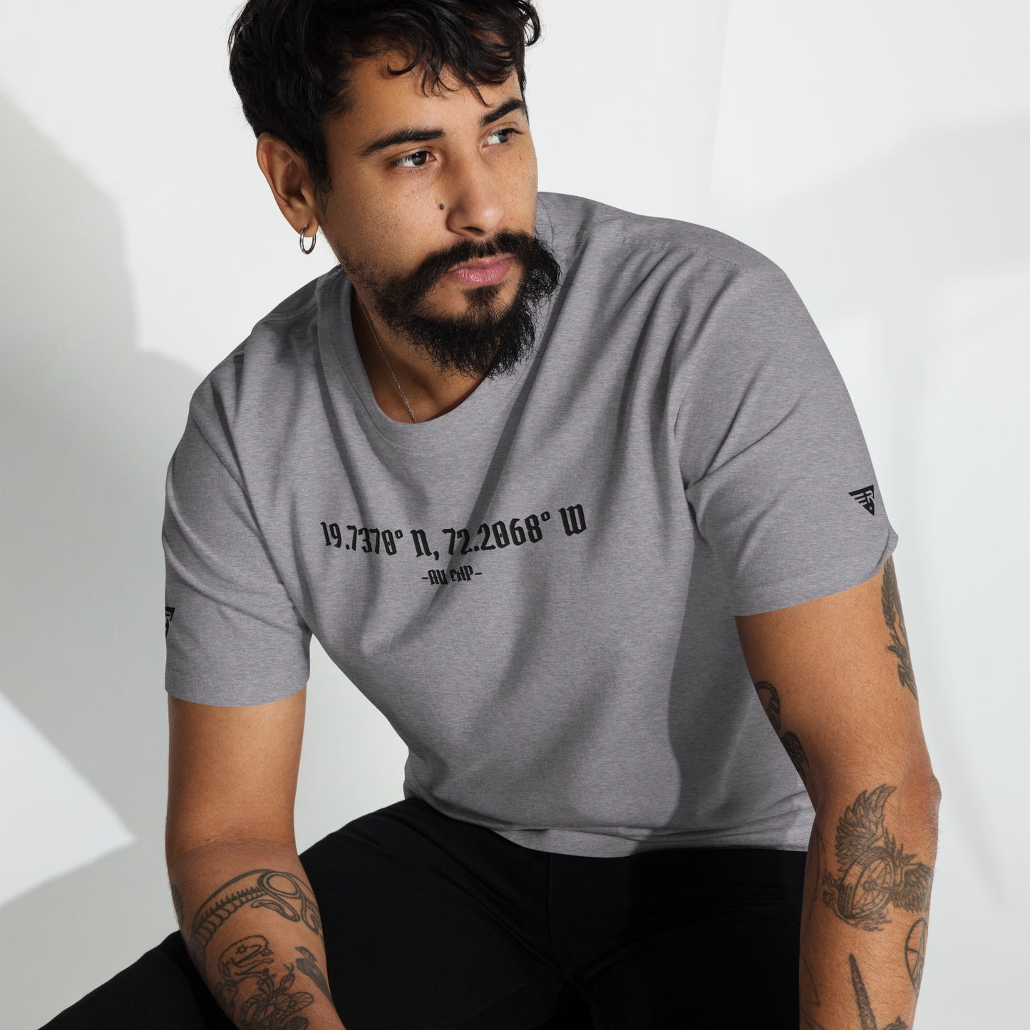 Au Cap Coordinates Men’s premium heavyweight tee Blu+Gry