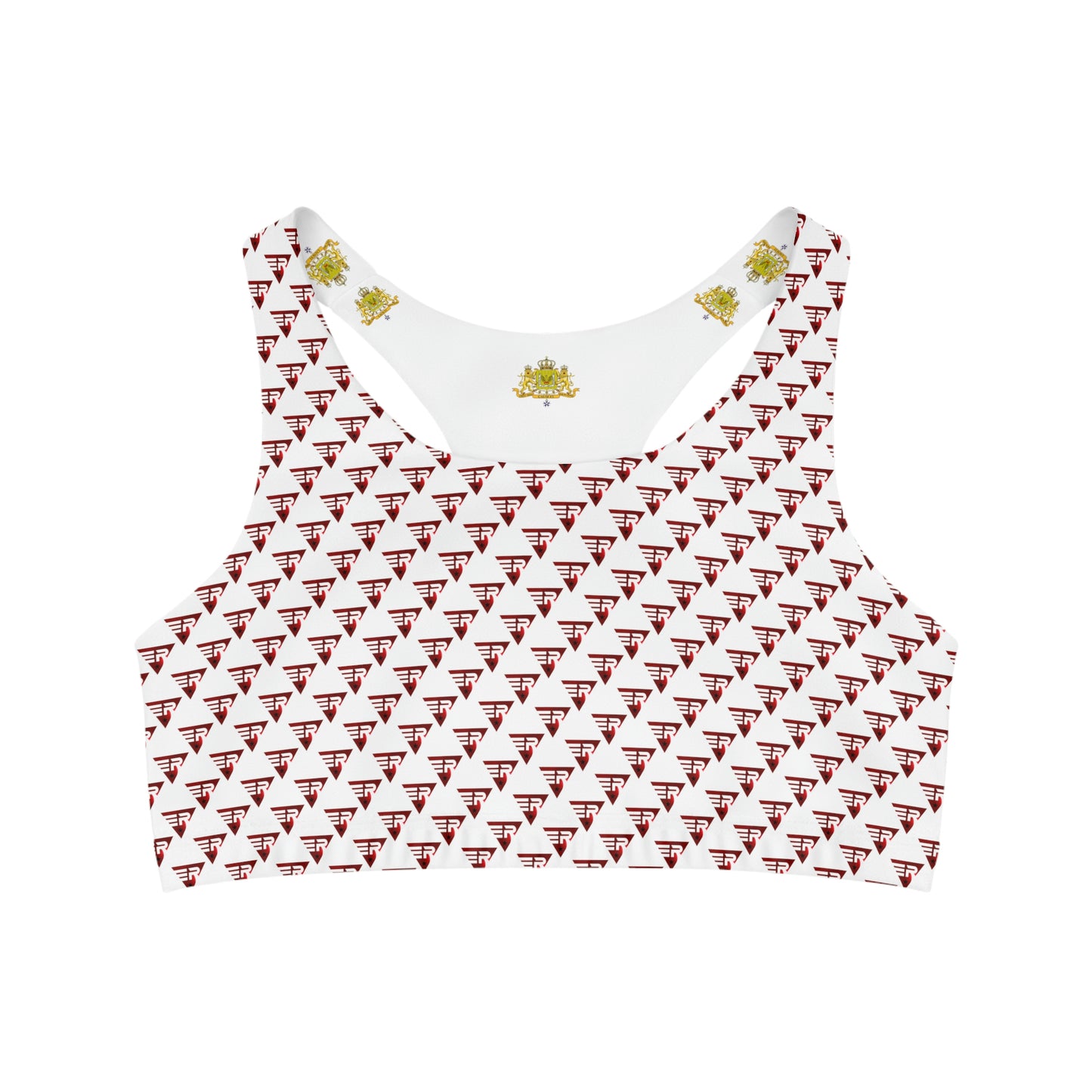 Seamless Sports Bra White + Red