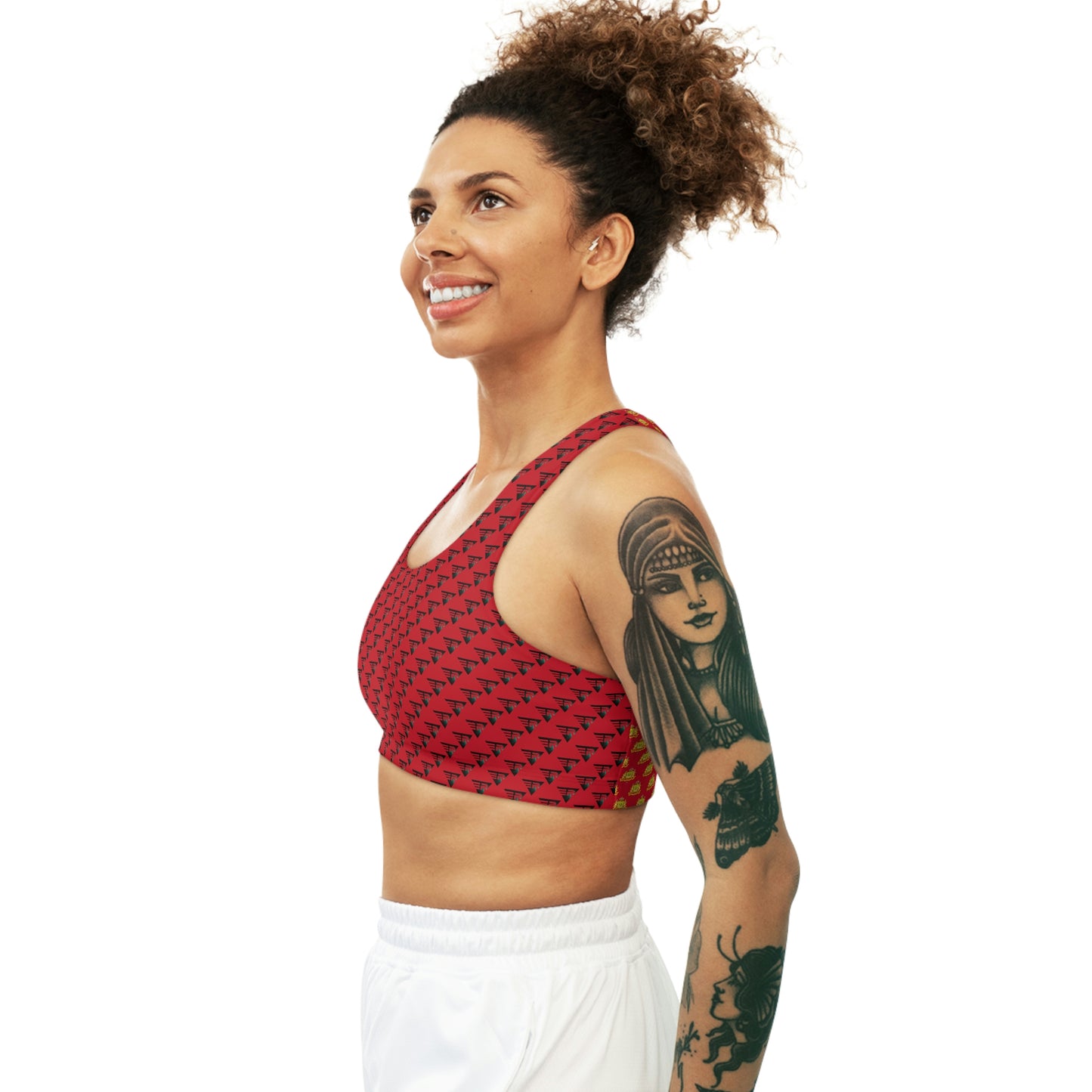 Seamless Sports Bra Red HiRes Black + Gold