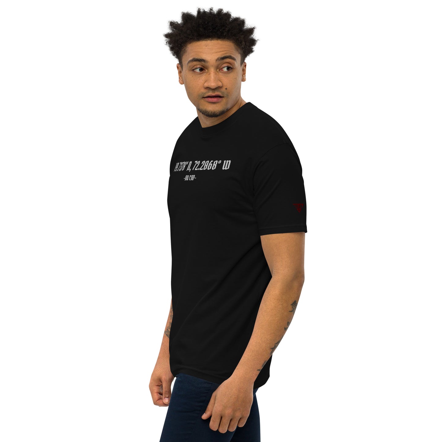 Au Cap Coordinates Men’s premium heavyweight tee Blk+Wht