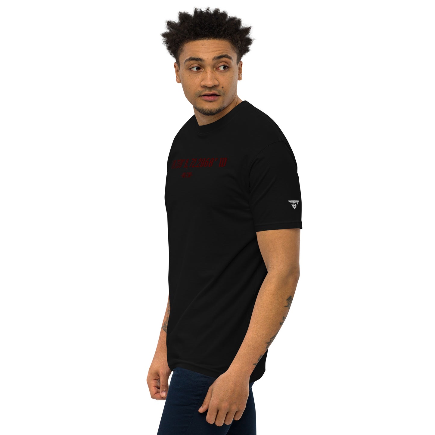 Au Cap Coordinates Men’s premium heavyweight tee Blk+Red