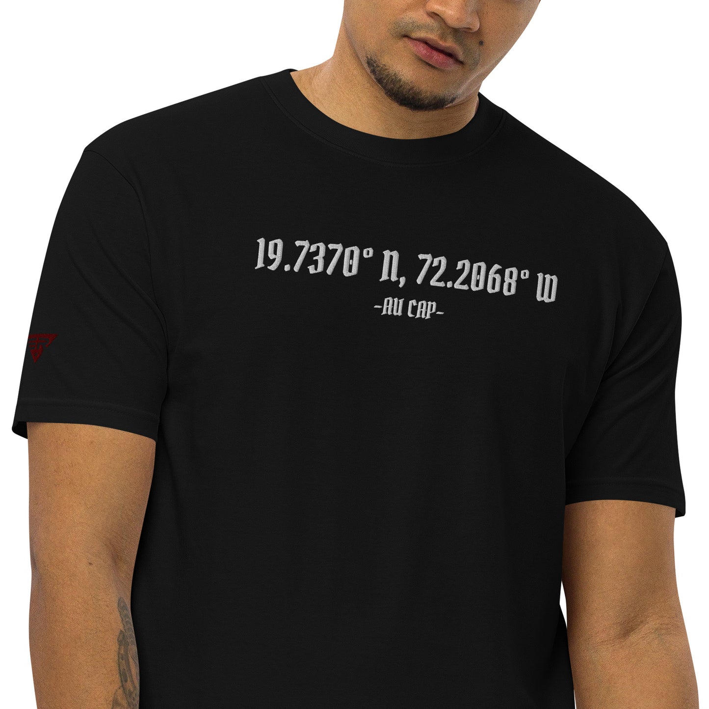 Au Cap Coordinates Men’s premium heavyweight tee Blk+Wht