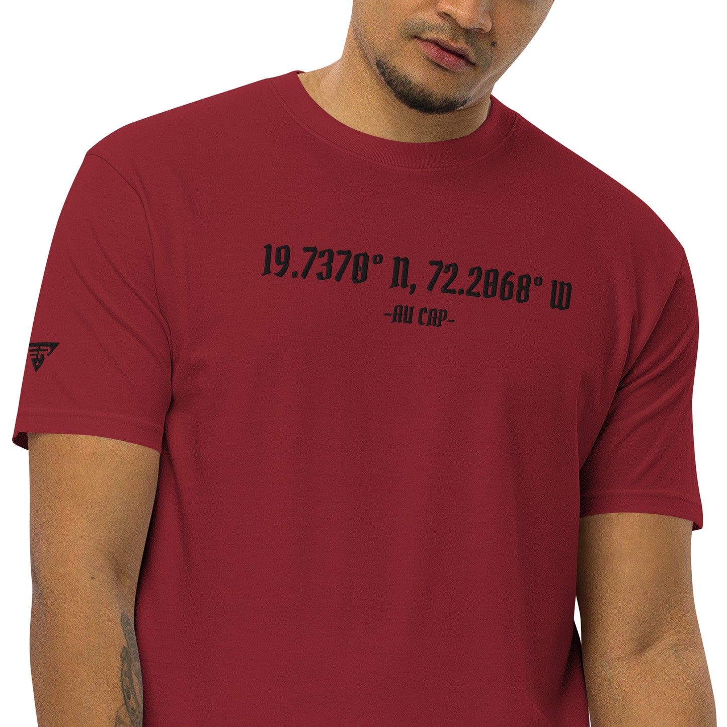 Au Cap Coordinates Men’s premium heavyweight tee Red+Blk