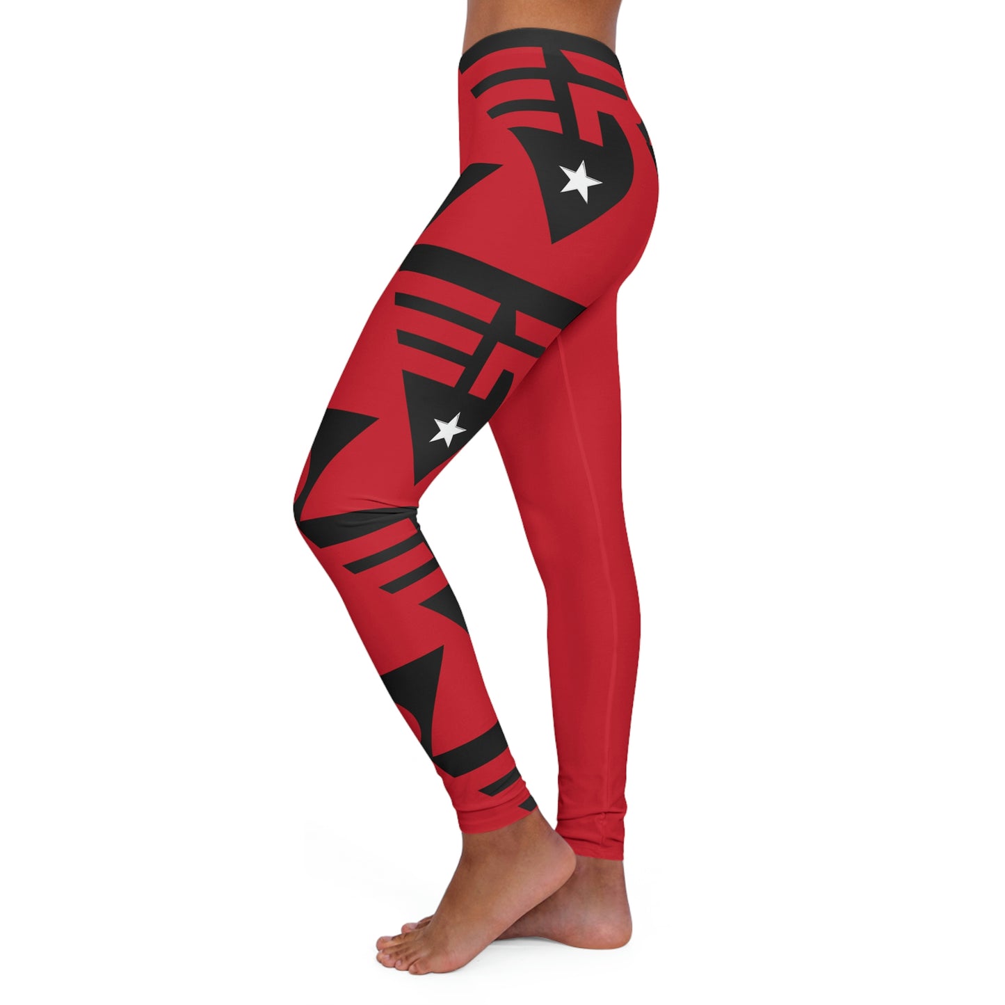 Women's Spandex Leggings Red + Black
