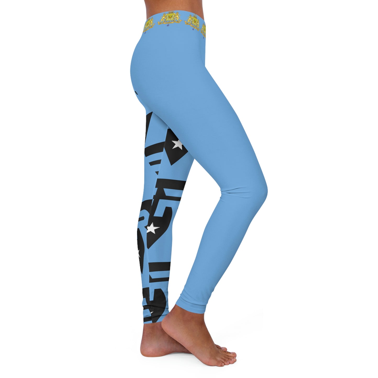 Women's Spandex Leggings Light Blue + Black