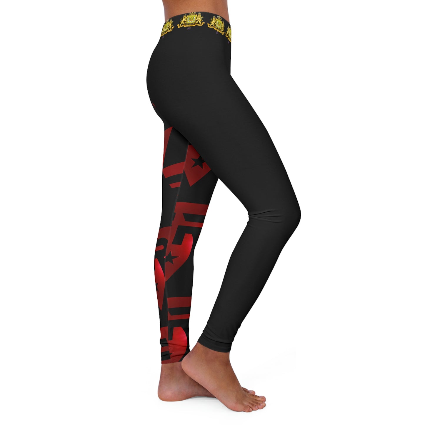 Women's Spandex Leggings Black + Red