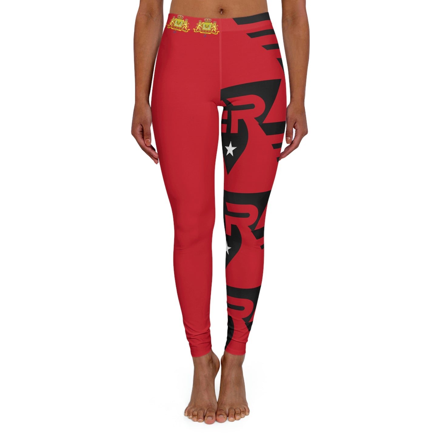 Women's Spandex Leggings Red + Black