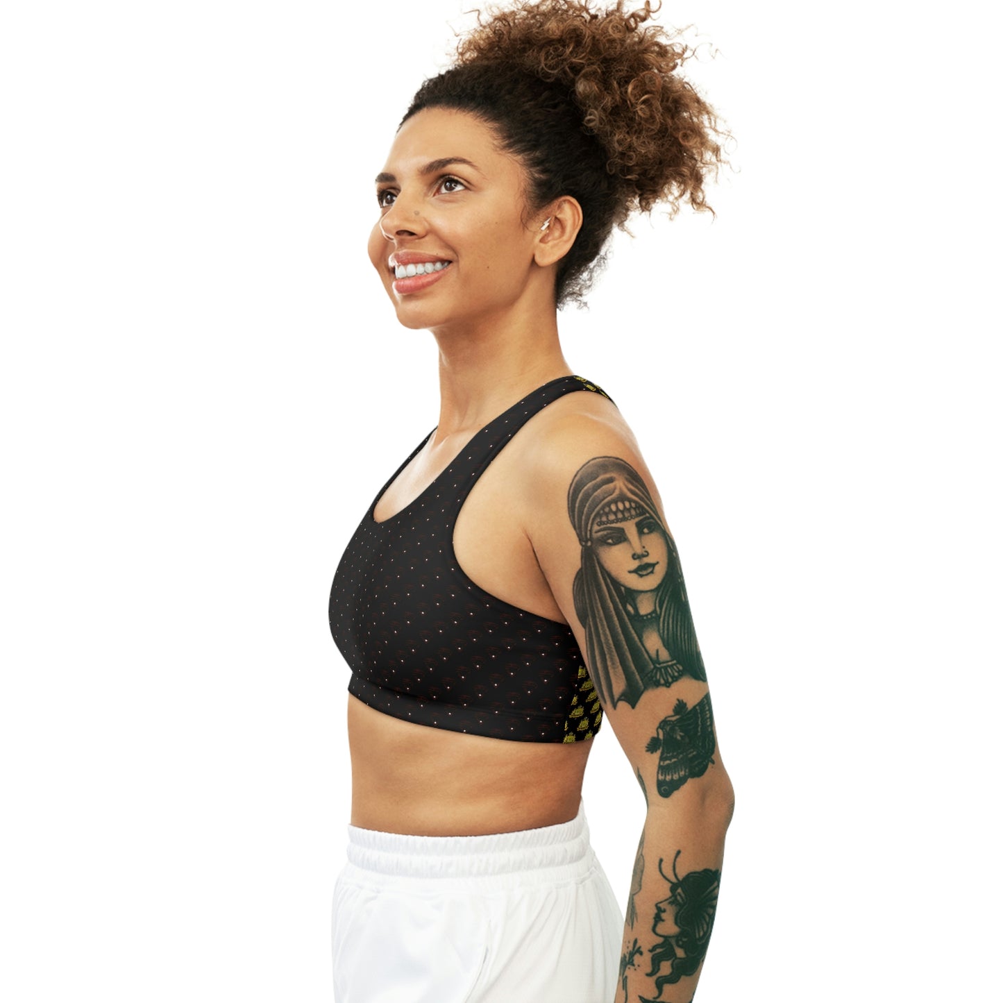 Seamless Sports Bra Black on Black + Gold