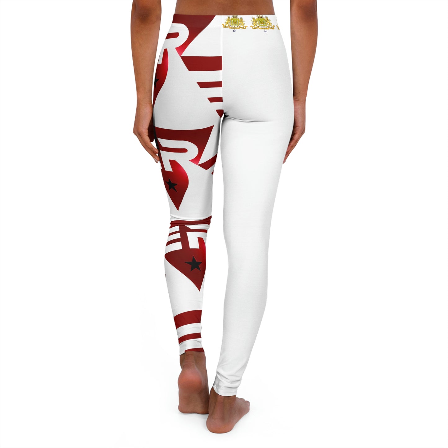 Women's Spandex Leggings White + Red