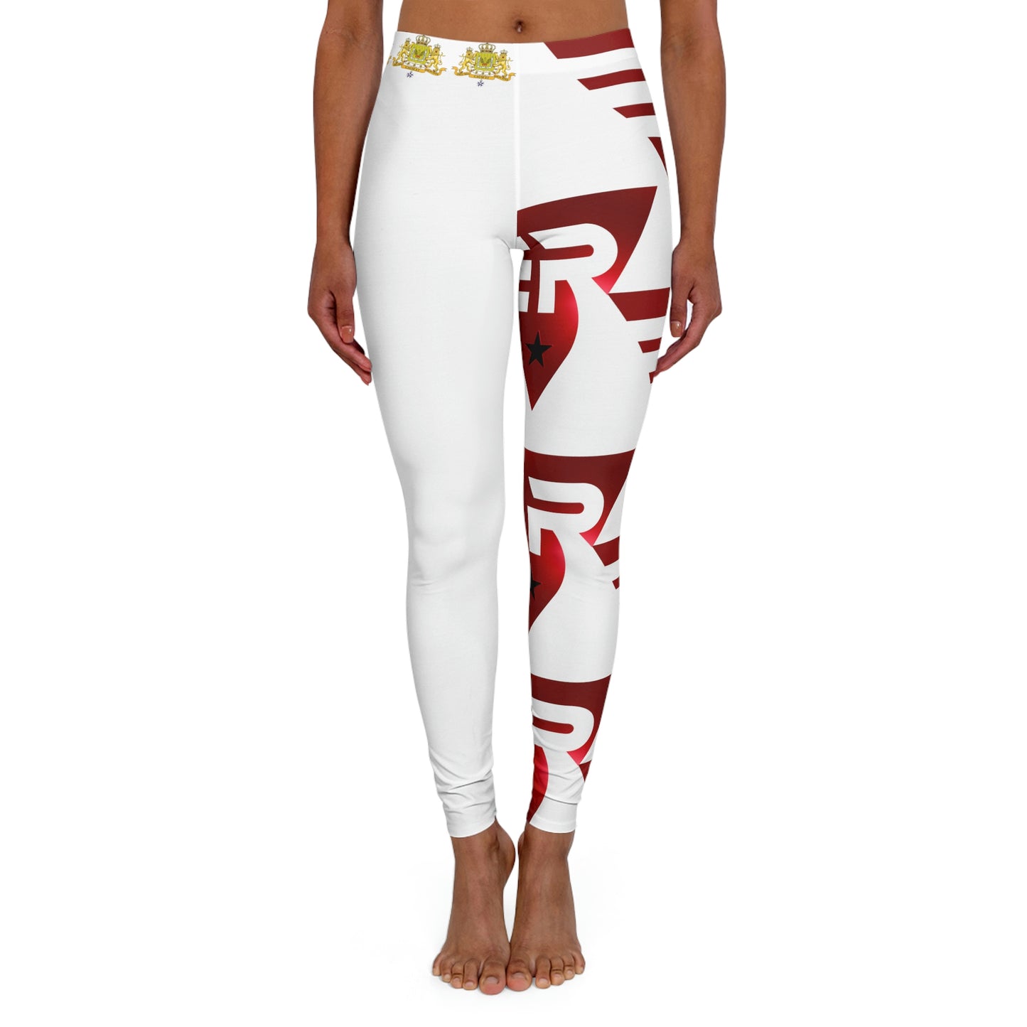 Women's Spandex Leggings White + Red