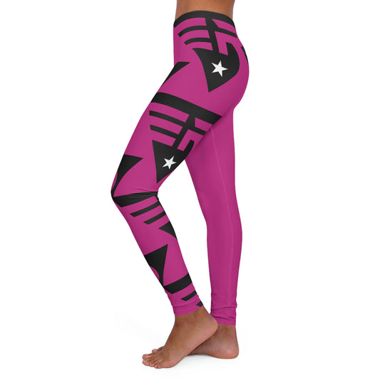 Women's Spandex Leggings Hot Pink + Black