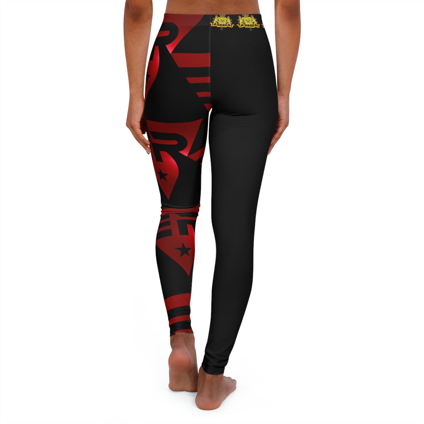 Women's Spandex Leggings Black + Red