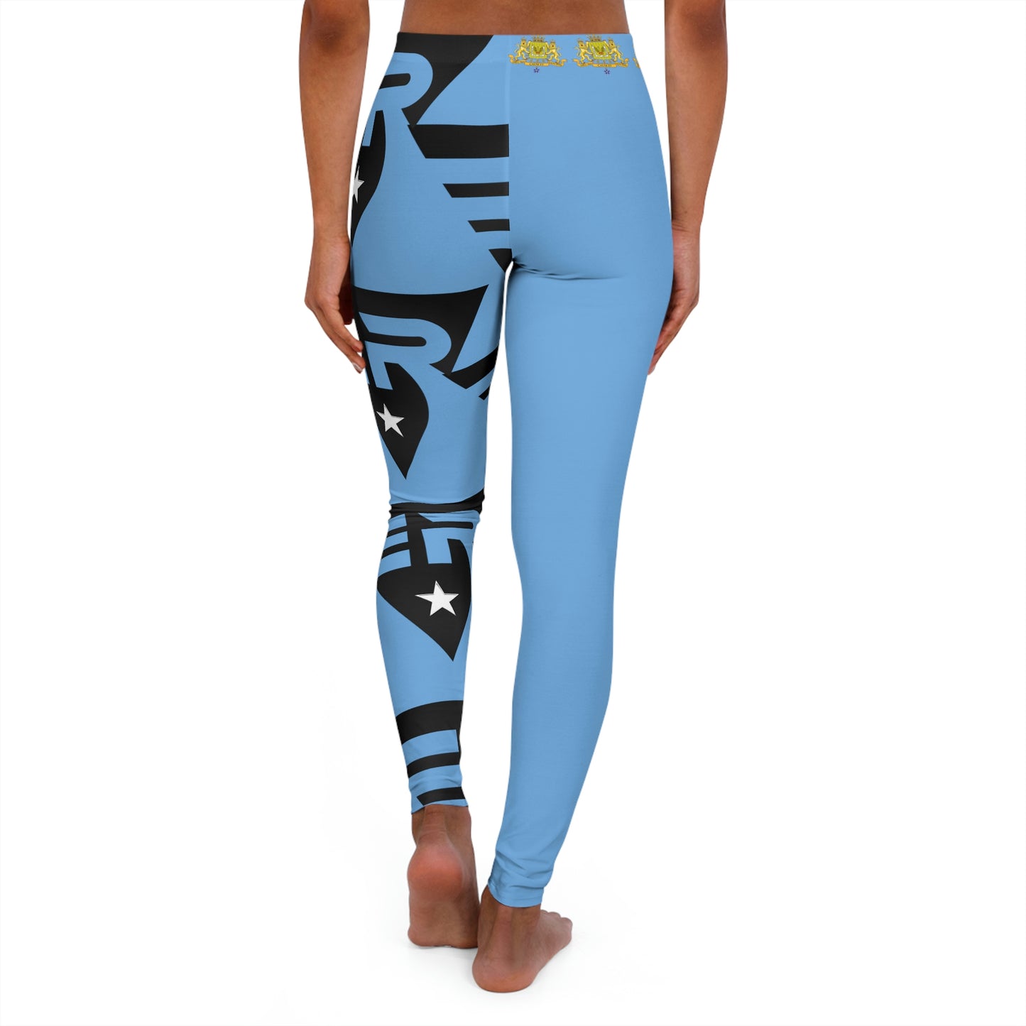 Women's Spandex Leggings Light Blue + Black