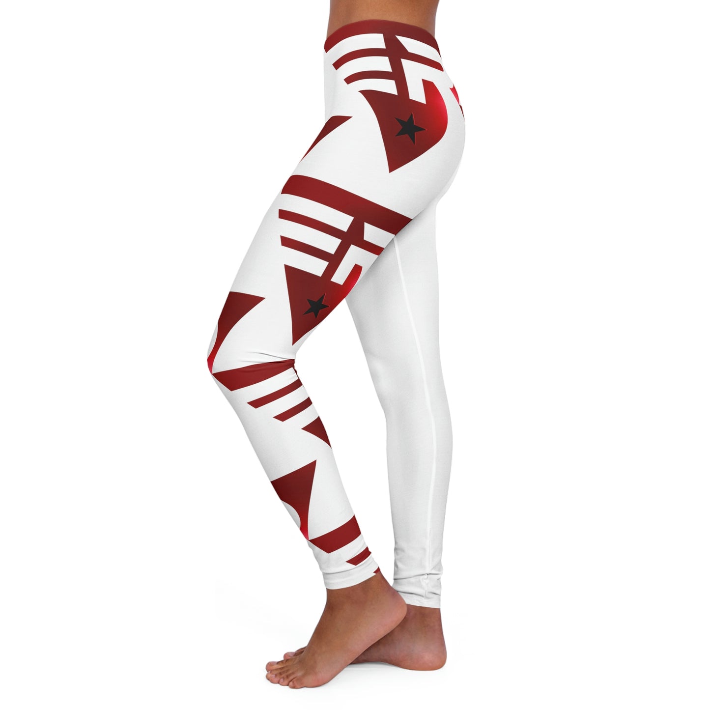 Women's Spandex Leggings White + Red