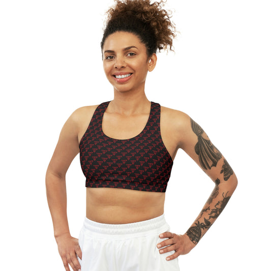 Seamless Sports Bra Black + Red