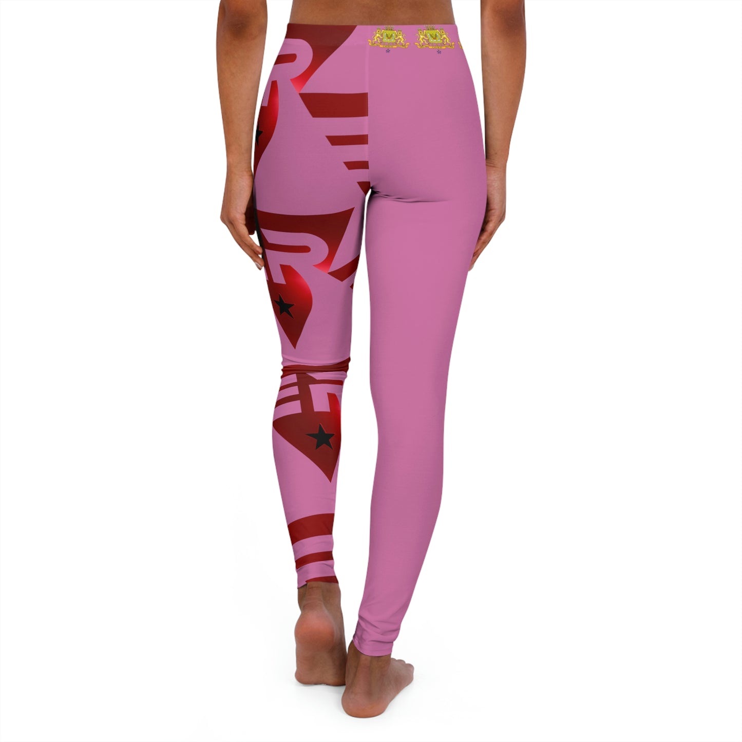 Women's Spandex Leggings Pink + Red