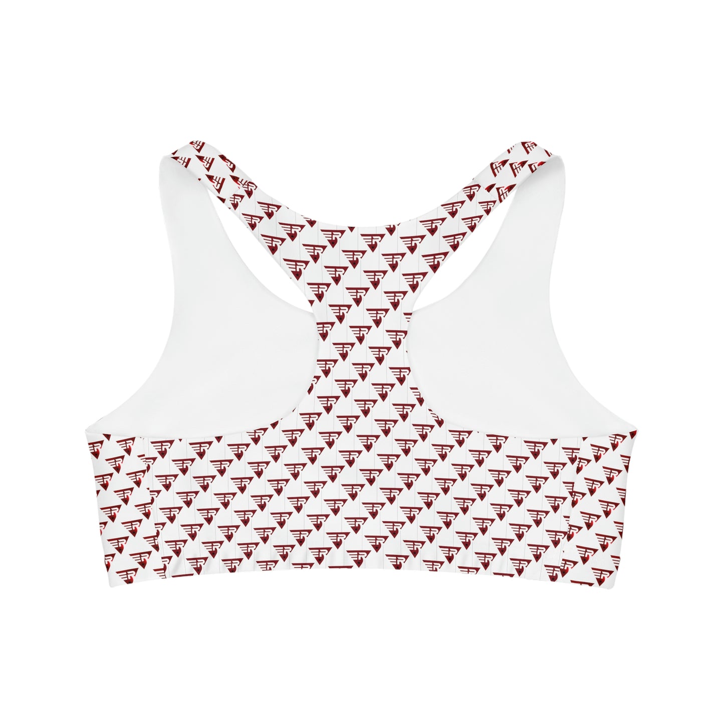 Seamless Sports Bra White + Red
