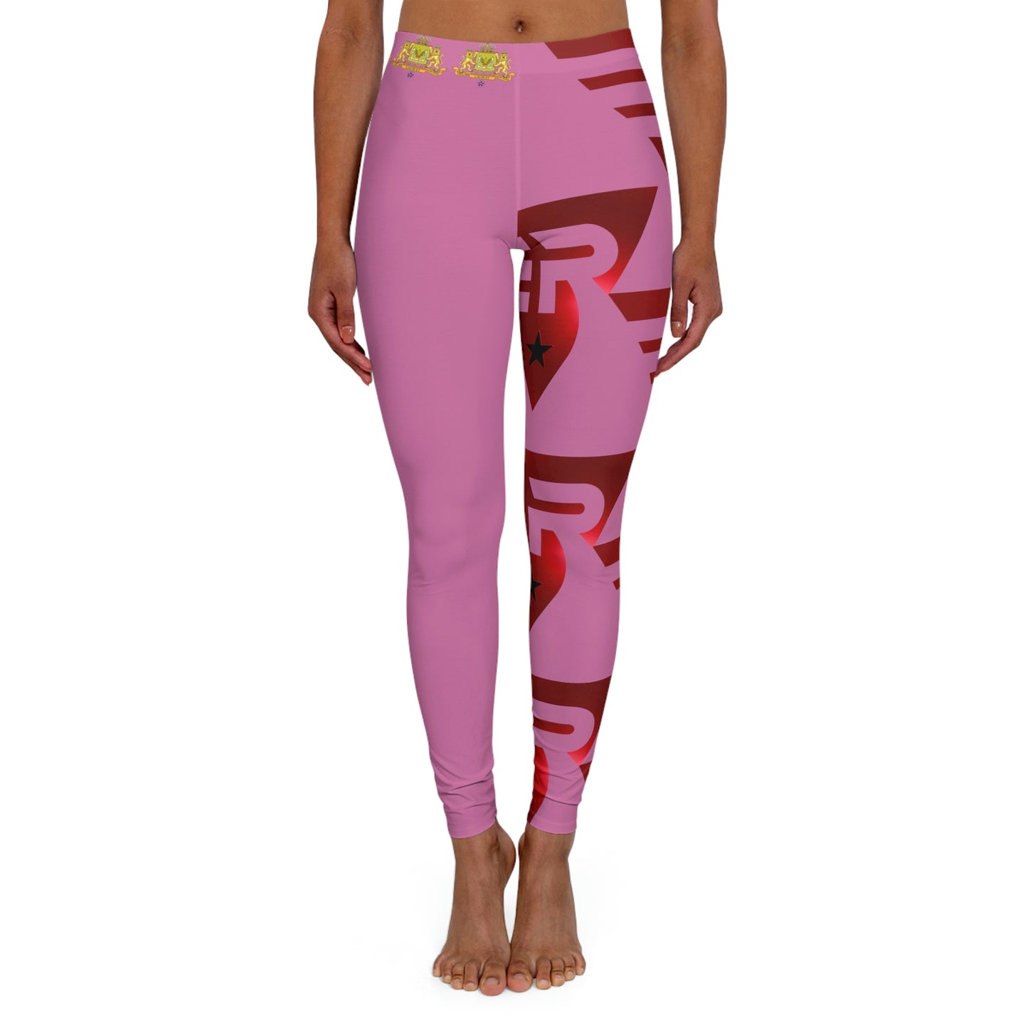 Women's Spandex Leggings Pink + Red