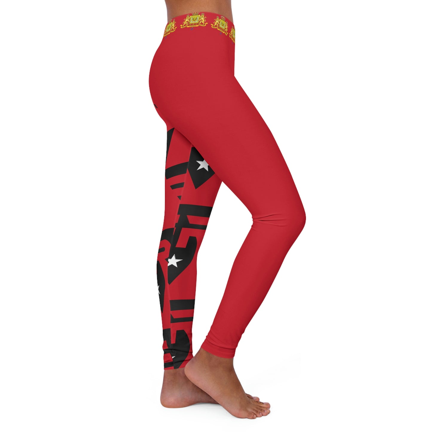 Women's Spandex Leggings Red + Black