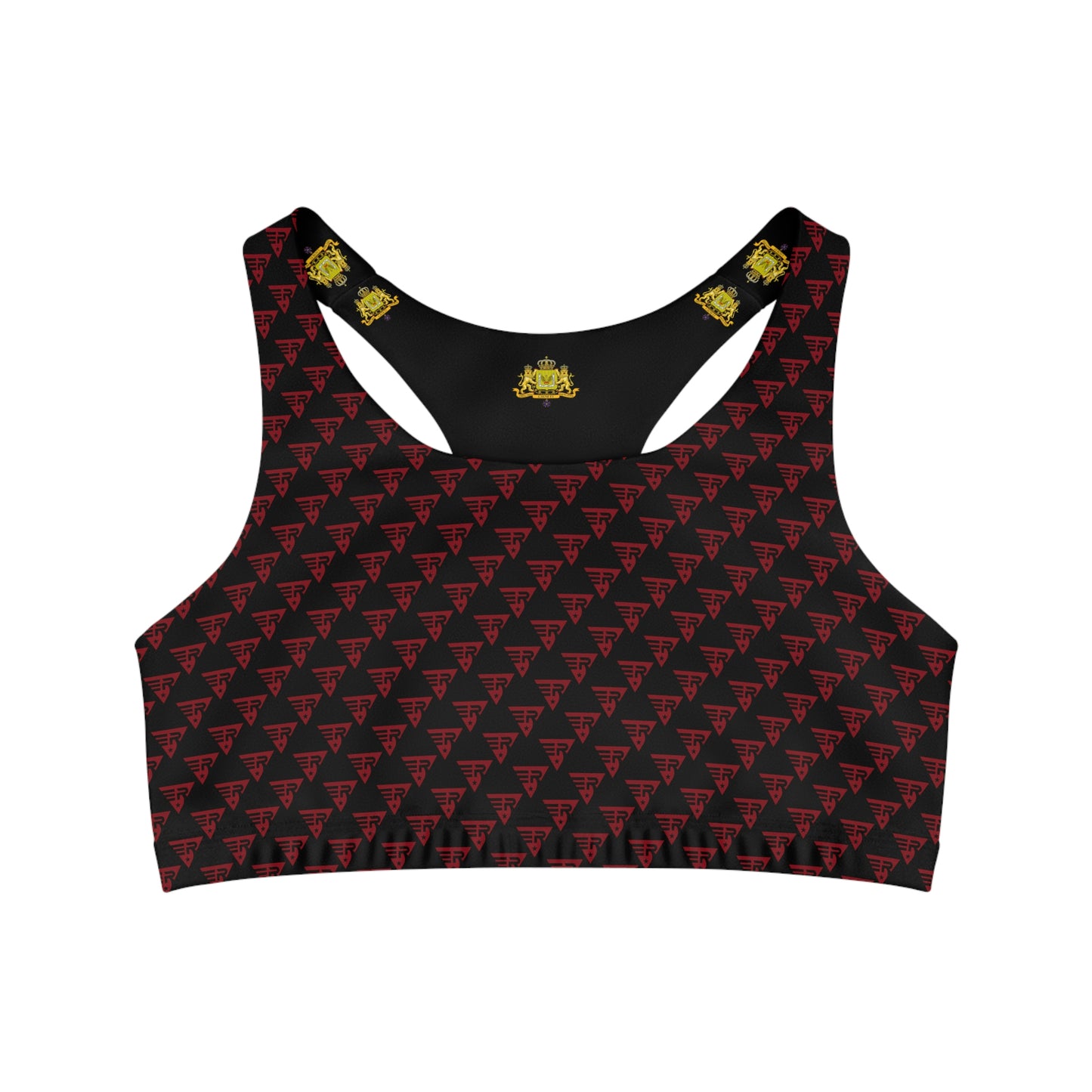 Seamless Sports Bra Black + Red