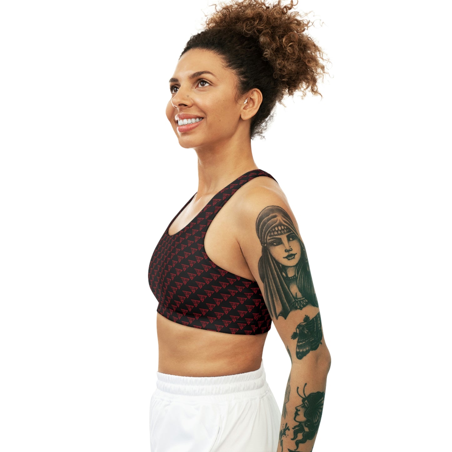 Seamless Sports Bra Black + Red