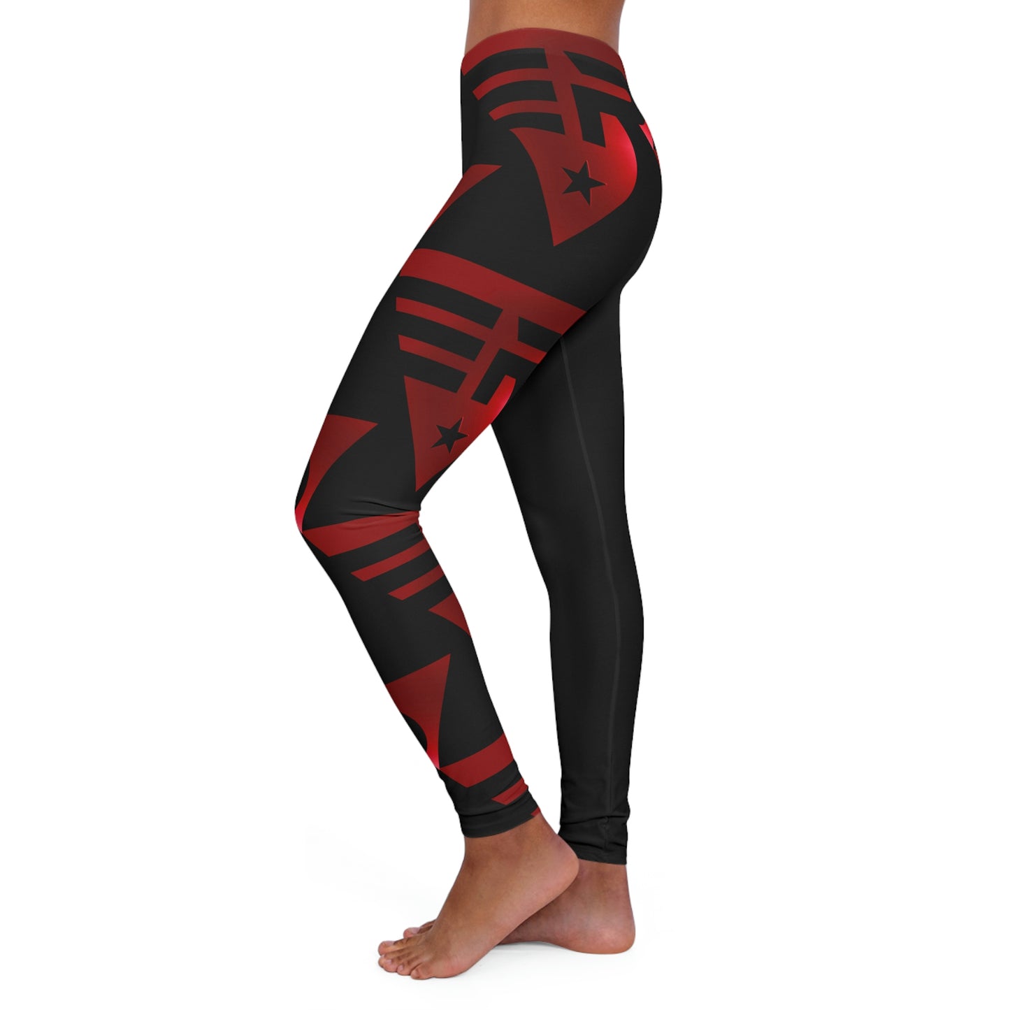 Women's Spandex Leggings Black + Red