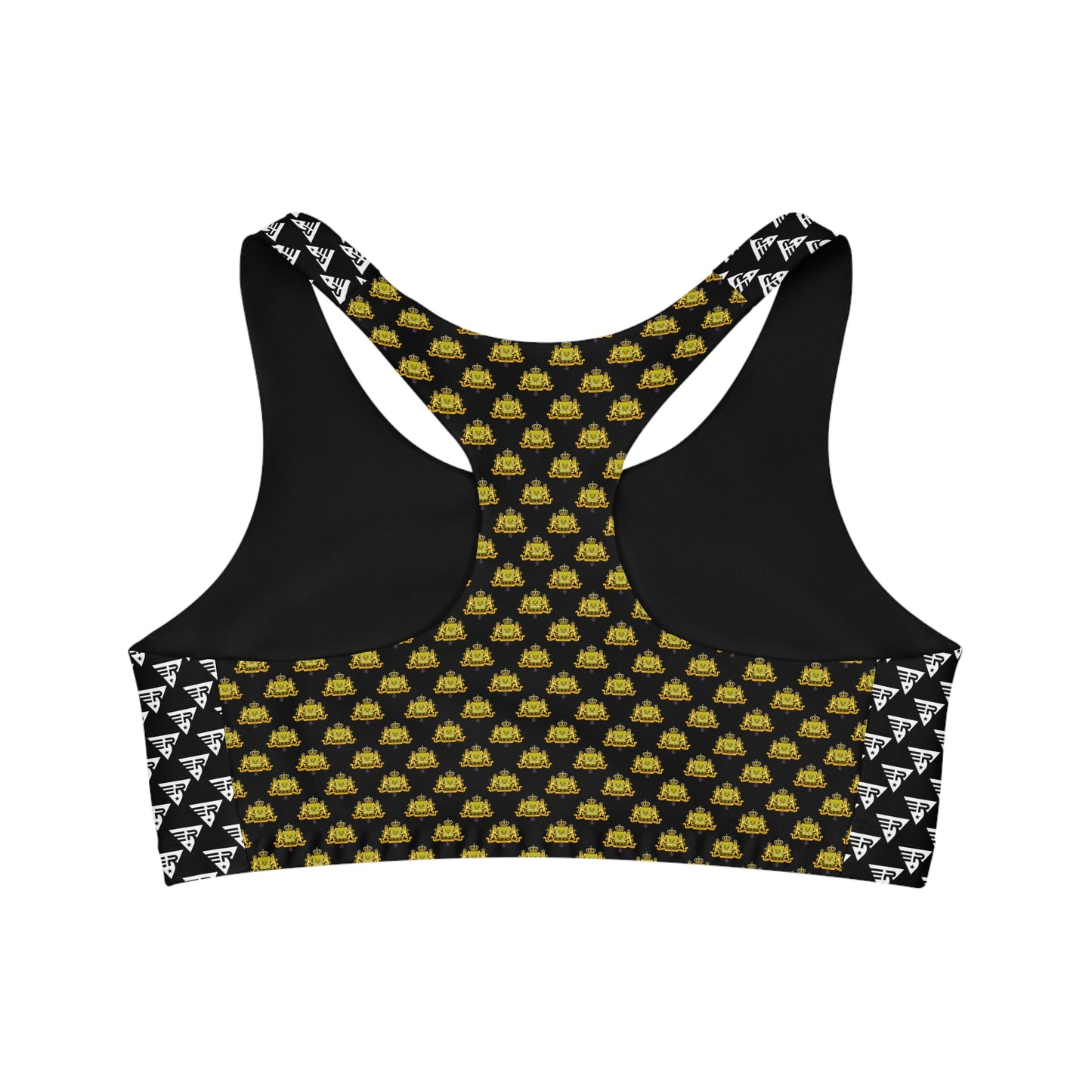 Seamless Sports Bra White Black + Gold