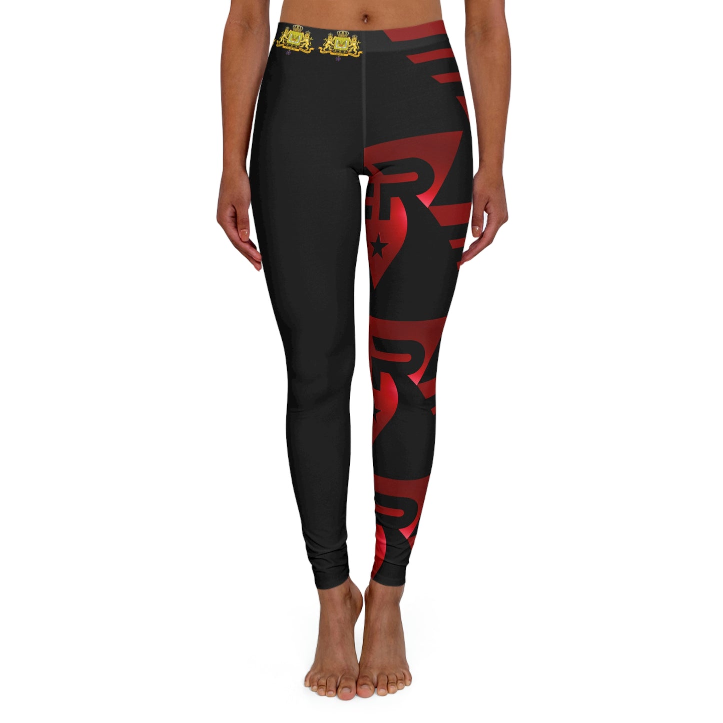 Women's Spandex Leggings Black + Red