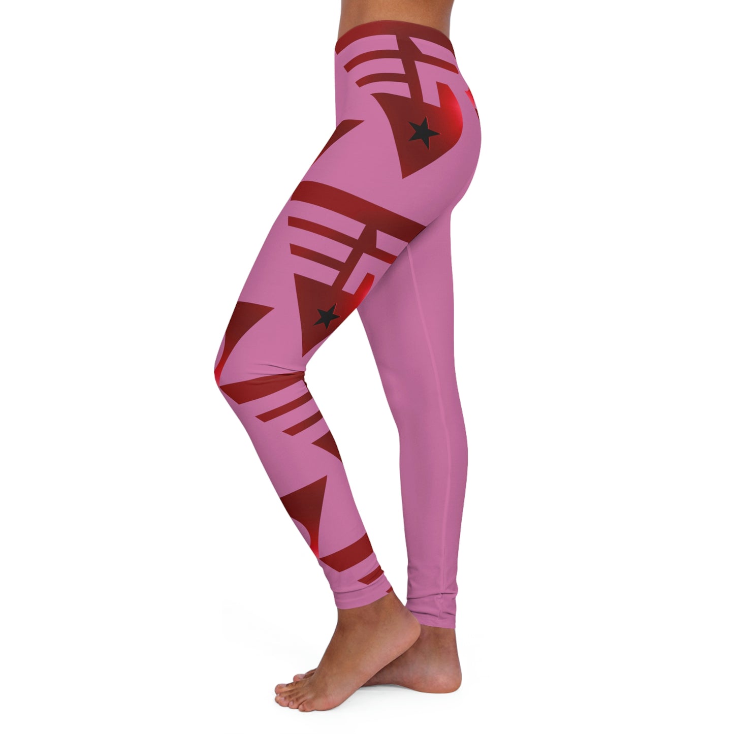 Women's Spandex Leggings Pink + Red