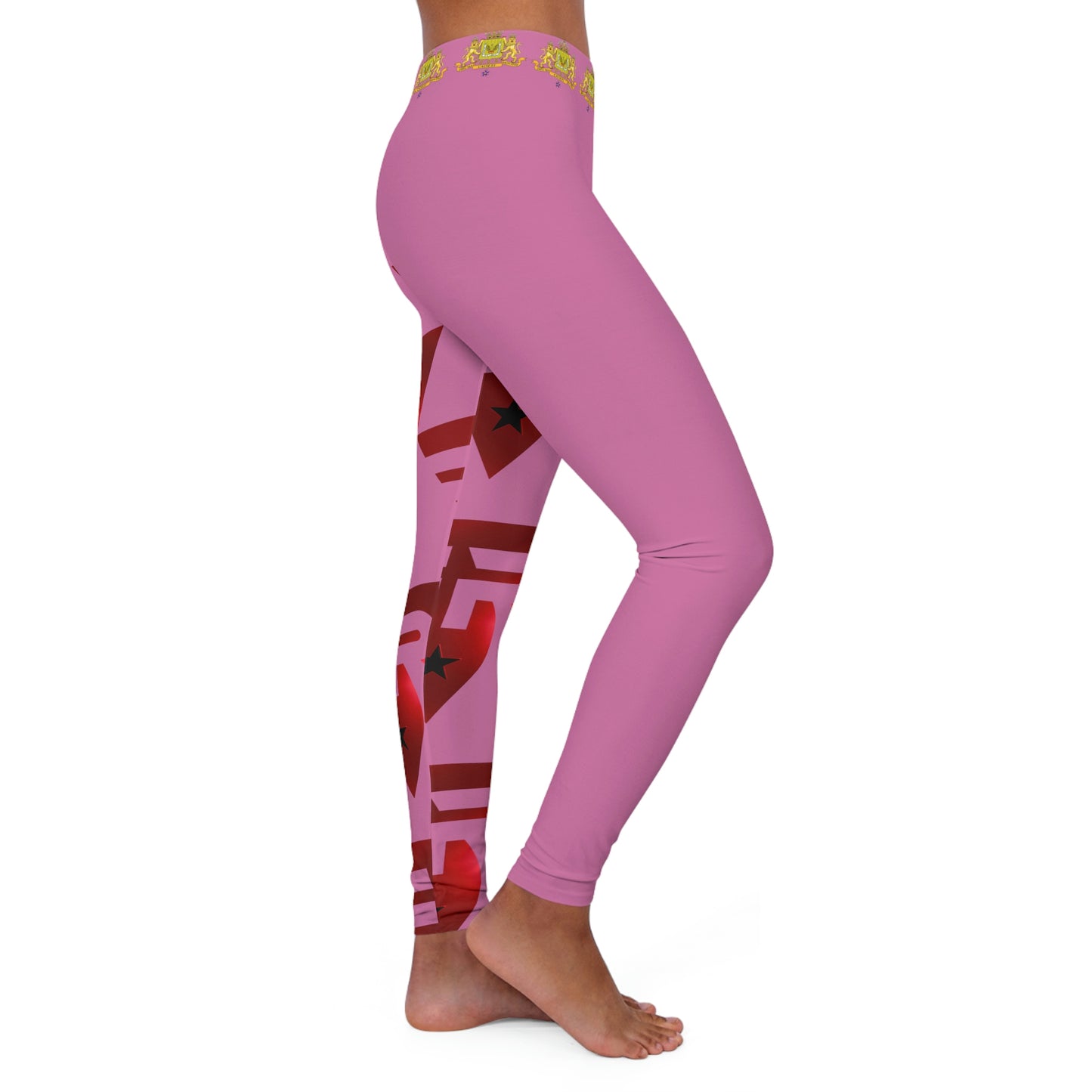 Women's Spandex Leggings Pink + Red