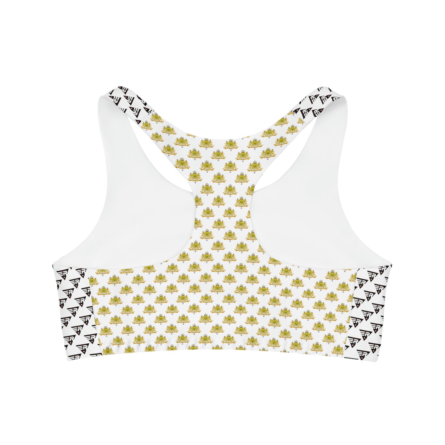 Seamless Sports Bra White Black + Gold