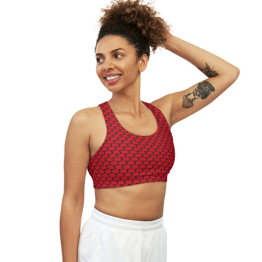 Seamless Sports Bra Red HiRes Black + Gold