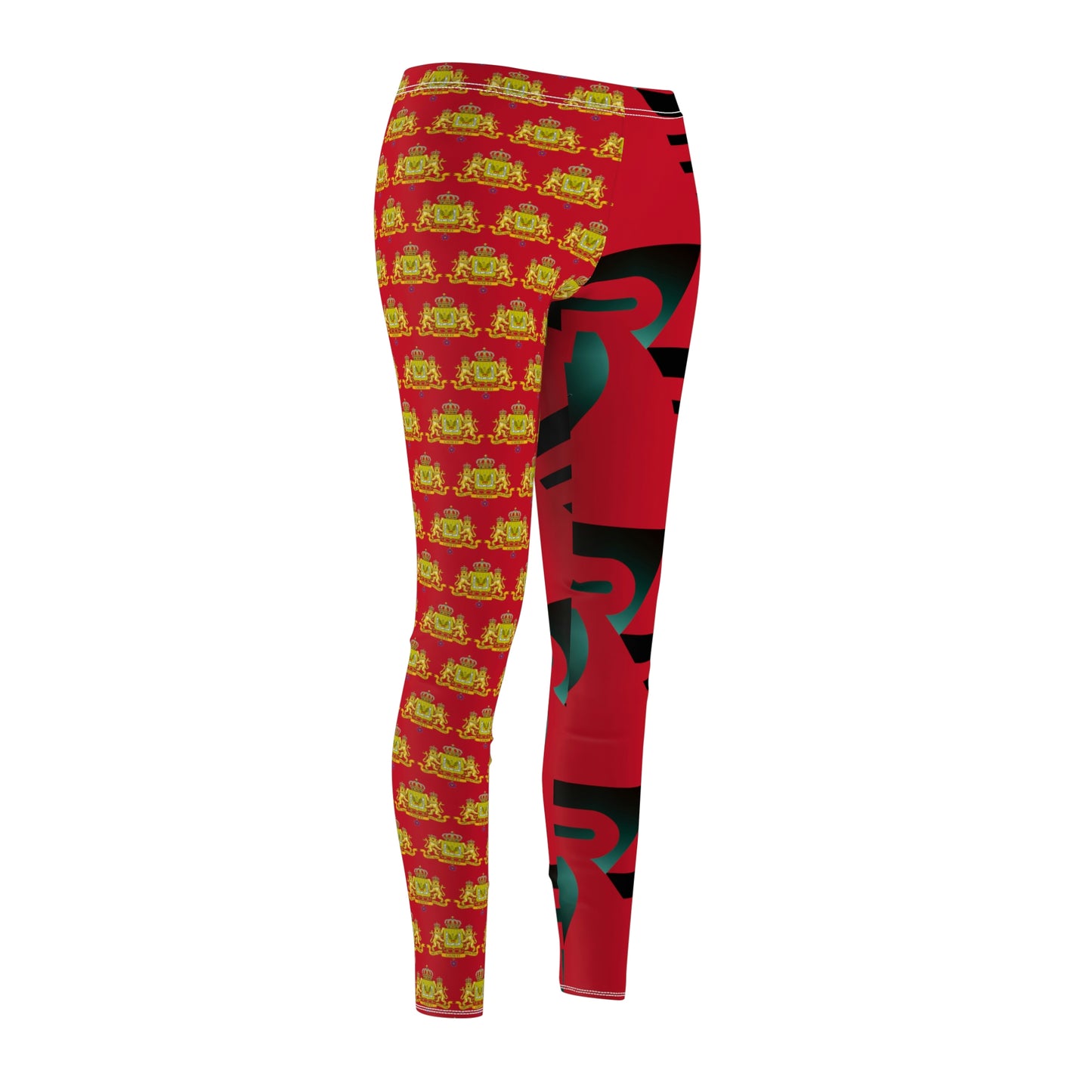 Women's Cut & Sew Casual Leggings Red+Gold+Black HiRes