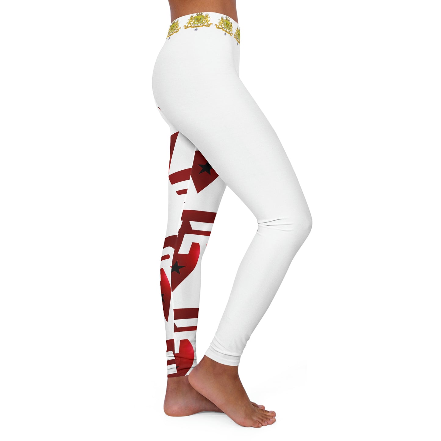 Women's Spandex Leggings White + Red